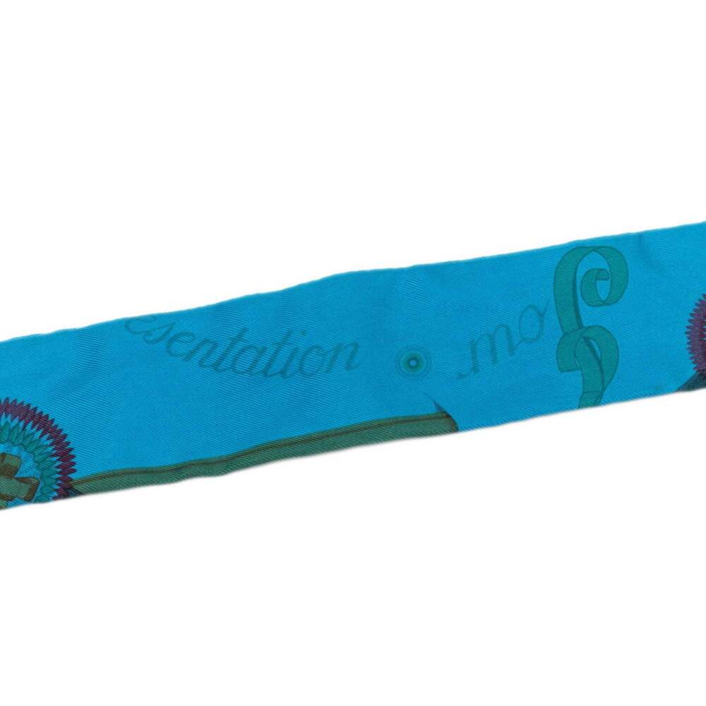 Hermes Twilly Scarf Muffler Blue Multicolor Silk Women's HERMES - Picture 2 of 4